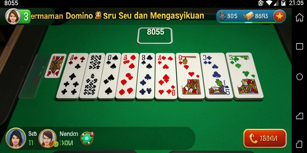 Screenshot utama 8055 menampilkan gameplay Domino yang seru.