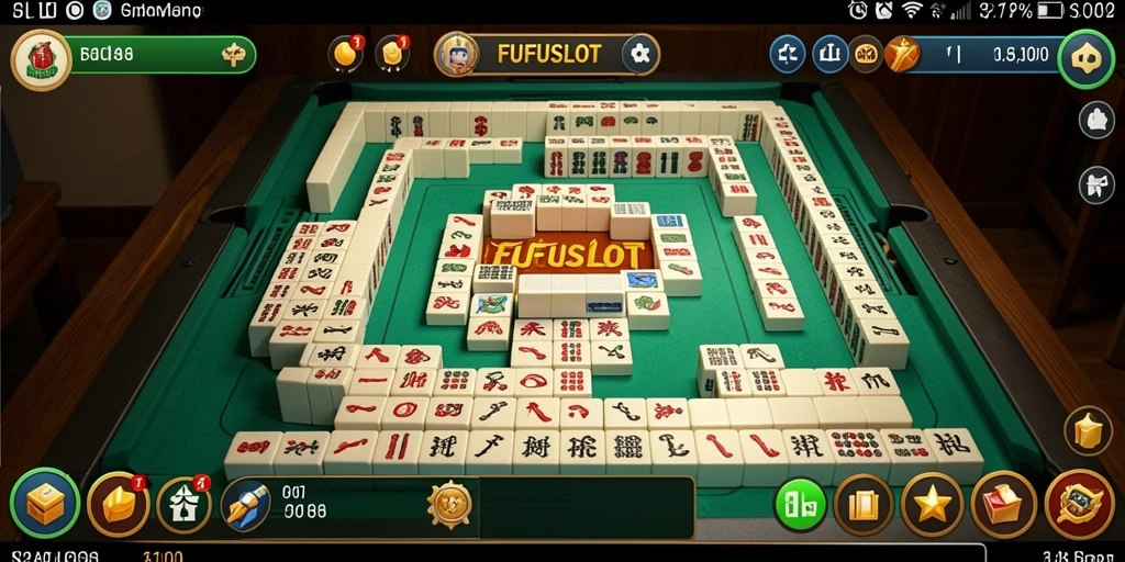 Tangkapan layar utama FUFUSLOT menunjukkan gameplay Mahjong yang menarik.