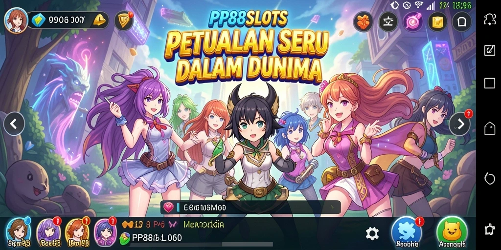 Tampilan gameplay seru dengan karakter anime yang menarik.