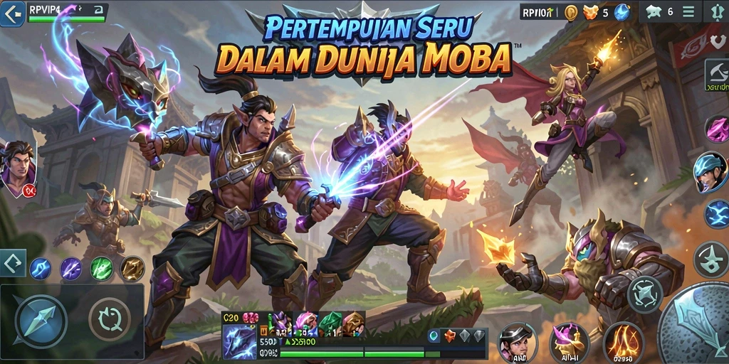 Tampilan permainan seru dalam RPVIP4 dengan aksi MOBA yang mendebarkan.