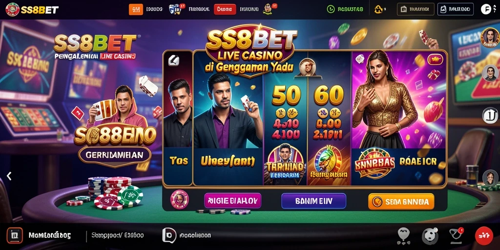 Screenshot gameplay Live Casino SS88BET yang menampilkan dealer dan pemain.