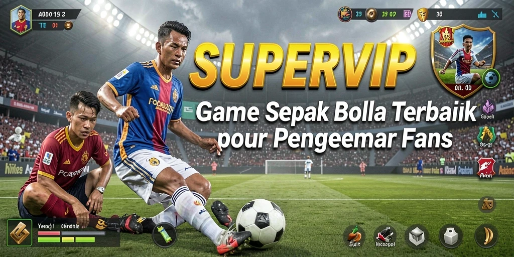 Tangkapan layar gameplay SUPERVIP menampilkan teknik sepak bola yang realistis.